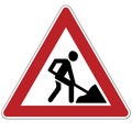 Warning sign. Road work. Russia
