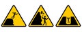 Warning sign rocks cliff. Set of yellow warning signs. Vector illustration. stock image.