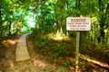 Warning Sign on Serene Boardwalk Trail in Empire, Michigan