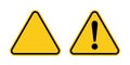 Warning sign set, yellow sign in shape of triangle to warn about caution, alert danger Royalty Free Stock Photo