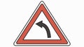 Warning Sign, Sharp Left Curve Ahead. vector design Generative AI Royalty Free Stock Photo