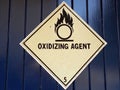 A warning sign showing that people are in the vicinity of oxidizing agents Royalty Free Stock Photo