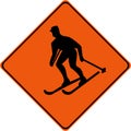 Warning sign with skier