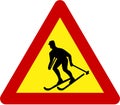 Warning sign with skier