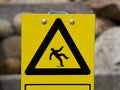 Warning sign slippery floor surface Royalty Free Stock Photo