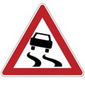 Warning sign. Slippery road. Russia Royalty Free Stock Photo