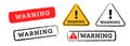 Warning sign stamp symbol rubber stamp seal exclamation mark red black and yellow set collection