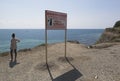 Warning sign on steeper Tolstoy Cape resort of Gelendzhik