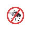 Warning sign stop the flies. Prohibition sign insect pest Royalty Free Stock Photo