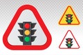 Warning sign - Stoplight / Traffic control light sign vector icon for apps and websites with signal red, yellow and green on a Royalty Free Stock Photo