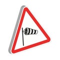 Warning Sign for Strong Winds Showing a Windsock on a Pole image photo Royalty Free Stock Photo