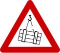 Warning sign with suspended loads