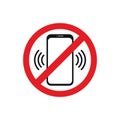 Warning sign switch off phone. Vector icons