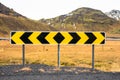 Warning Sign at a T-intersection between Roads in Iceland