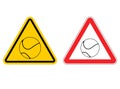 Warning sign Tennis attention. Dangers yellow sign game. ball is