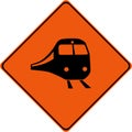 Warning sign with train