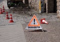 Warning sign tree work in german Royalty Free Stock Photo