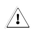 whiite warning sign, triangular exclamation danger,