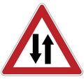 Warning sign. Two-way traffic. Russia