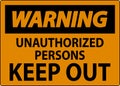 Warning Sign Unauthorized Persons Keep Out Royalty Free Stock Photo