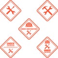 Warning sign under construction. Vector Logo concept. Royalty Free Stock Photo