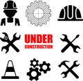 Warning sign under construction. Vector Logo concept. Royalty Free Stock Photo