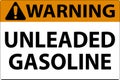 Warning Sign Unleaded Gasoline On White Background