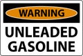 Warning Sign Unleaded Gasoline On White Background