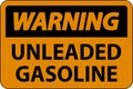 Warning Sign Unleaded Gasoline On White Background