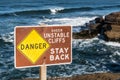 Warning Sign of Unstable Cliffs at Sunset Cliffs