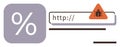Warning Sign on URL Bar Indicating Malware or Security Concern in Web Address Royalty Free Stock Photo