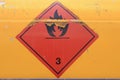 Warning sign on vehicle with tank for flammable liquid Royalty Free Stock Photo
