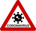 Warning virus hazard sign with CORONAVIRUS text