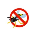 Warning sign with wasp icon, isometric 3d style