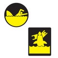Warning sign. Watch the sharks. Vector image