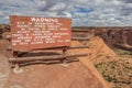 Warning sign at white house trail in Canyon de Chelly Royalty Free Stock Photo