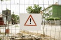 Warning Sign On Wired Fence Royalty Free Stock Photo