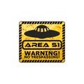 Warning sign zone area 51 isolated on white background