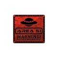 Warning sign zone area 51 isolated on white background