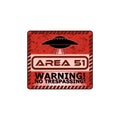 Warning sign zone area 51 isolated on white background