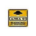 Warning sign zone area 51 isolated on white background