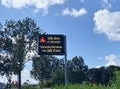 Warning signs along side of A20 freeway in Moordrecht for works Royalty Free Stock Photo
