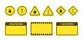 Warning signs. Caution signs. Symbols danger and warning shields. Vector scalable graphics