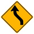 Warning signs Double curve, first to left on white background Royalty Free Stock Photo