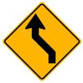 Warning signs Double curve, first to left on white background Royalty Free Stock Photo