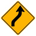 Warning signs Double curve, first to right on white background Royalty Free Stock Photo