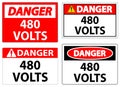 Warning Signs for Electrical Hazard of 480 Volts in Various Designs Royalty Free Stock Photo