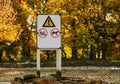 Warning Signs prohibiting bathing and dog walking