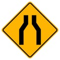 Warning signs Road narrows on both sides on white background