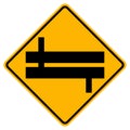 Warning signs Staggered Junction Traffic Road on white background